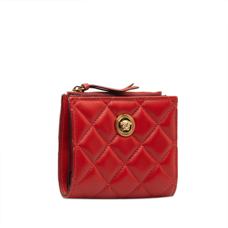 Versace Leather Gold Wallet Red Bifold Medusa Wallet